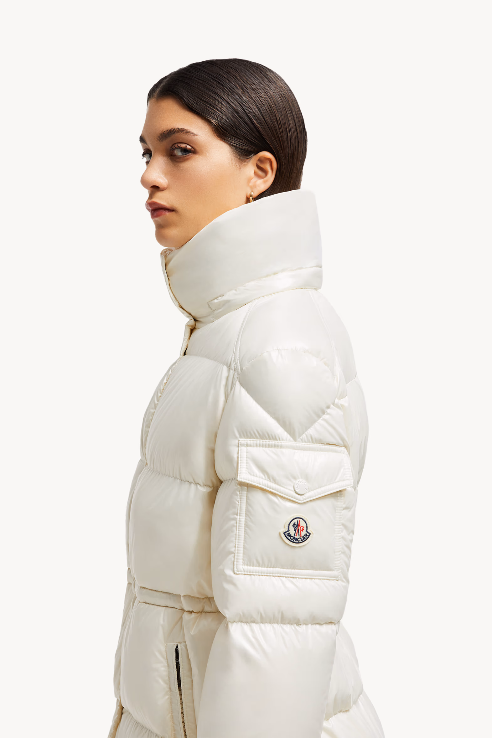 Cavettaz Hooded Long Down Jacket Women White Moncler 4